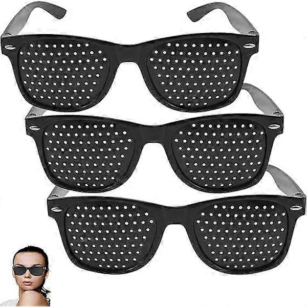 3-pack Hålglasögon för att förbättra synen, Unisex Synförstärkande Hålglasögon Svarta