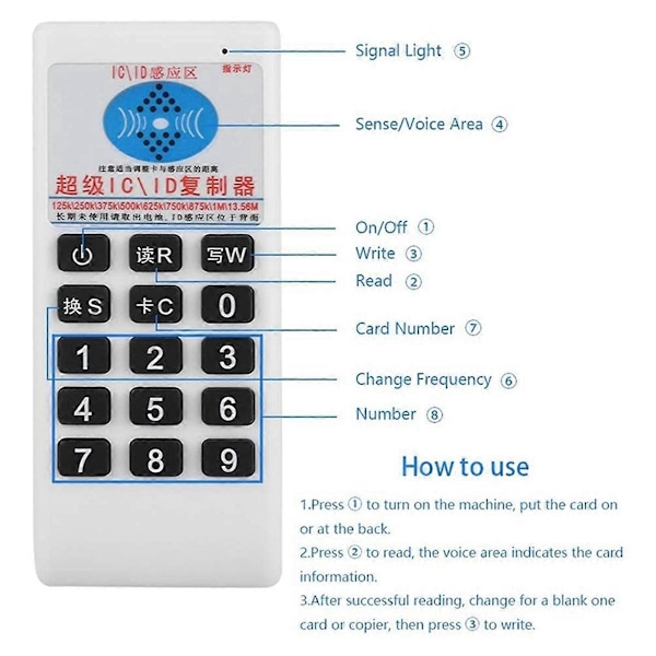 RFID NFC IC Kortleser & Skriver+5XUID/T5577Nøkkelring 125Khz-13.56MHZ Duplikator RFID Smartkortleser IC ID Duplikator