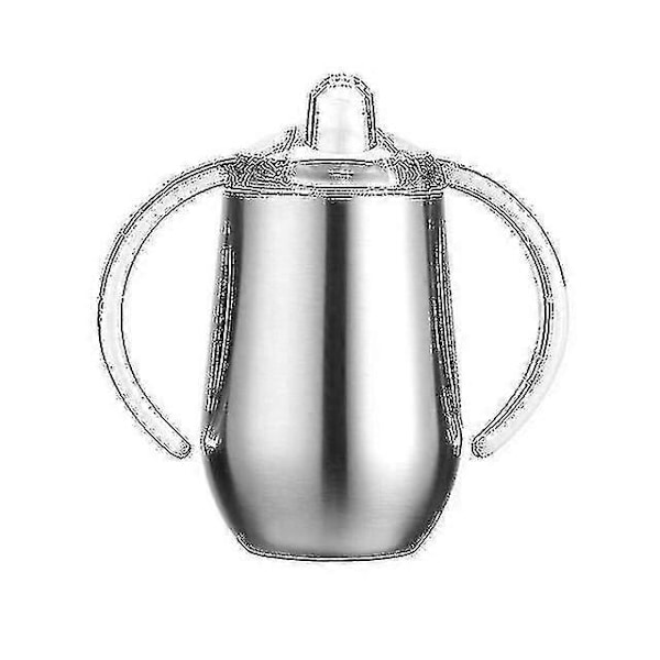 Baby Sippy Kopp Med Håndtak Dobbelt Lag 304 Rustfritt Stål BPA-fri (Naturfarge)