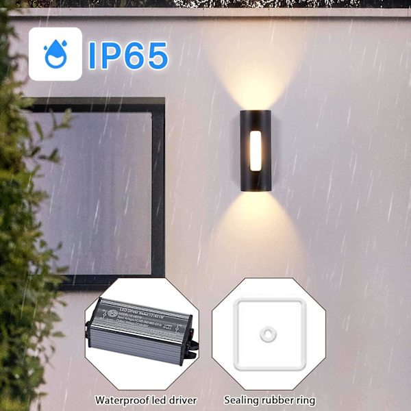 12W Ulkoseinävalaisin LED Vedenpitävä IP65 Moderni Metallinen Ulkoseinälamppu Ulko-/sisävalo Piha Puutarha Terassi Lämmin Valkoinen