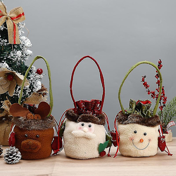 Julepynt Æblepose Julegodtepose Snemand Elg Snøre Snørepose