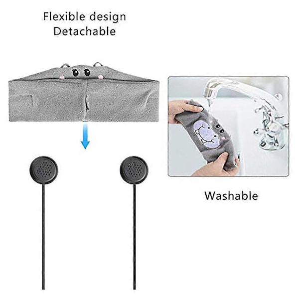Bluetooth V5.0 Pannband för Barn, Bluetooth Sömnmask med Mjuka Högtalare och Mikrofon