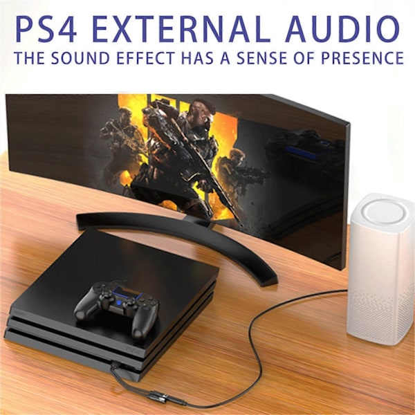 USB til 3,5 mm lydkontaktadapter USB til AUX lydkontakt eksternt stereolydkort for hodetelefoner høyttaler for PS4 for PS5, PC, bærbar PC, stasjonære datamaskiner