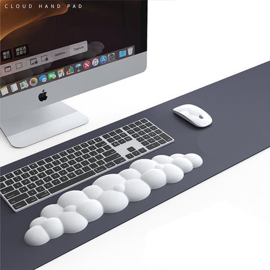 Cloud-formad handledsstöd för tangentbord, halkfri PU-bas, minnesskum, för spel/kontor/laptop, vit.