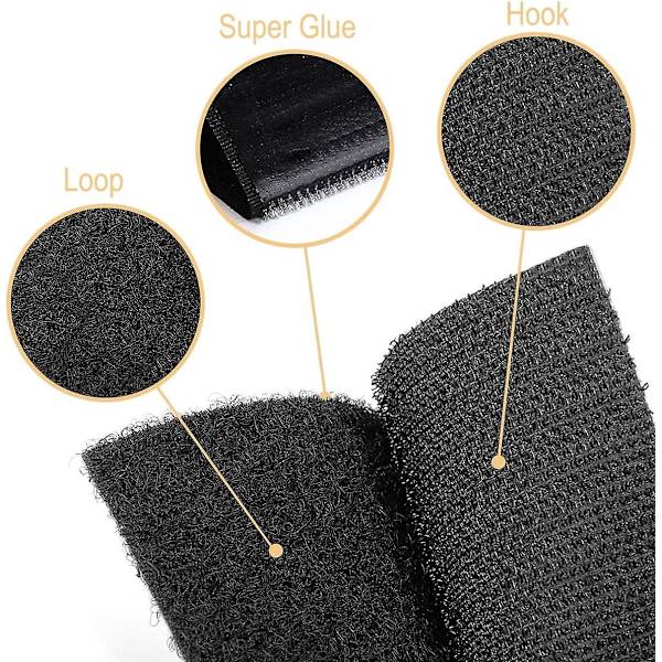Halkskyddande Soffa Kudde Grepp - Självhäftande Haken och Slinga Tejp för att Hålla Soffa Kuddar från att Glida, 10cm X 1.5m i Svart