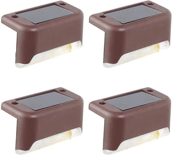 4 Pakke Solcelle Dekkslys LED Solcelle Trappelys Vanntette Gjerdelamper For Utendørs Trappetrinn Gjerde