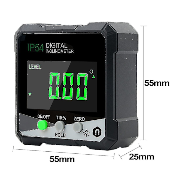 Digital vinkelmåler, vinkelmåler/vinkelmåler med LCD, hældningsmåler med magnet, digital vinkelmåling