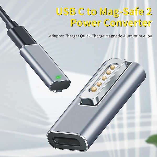 Adapterladdare Snabbladdning Magnetisk Aluminiumlegering Pd Usb C Till Mag-safe 2 Strömkonverterare För Macbook Air/pro Kaesi