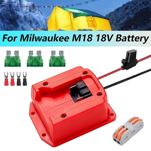 Strömadapter för Milwaukee M18 18V batteri med säkring för Rc-bil, robotik