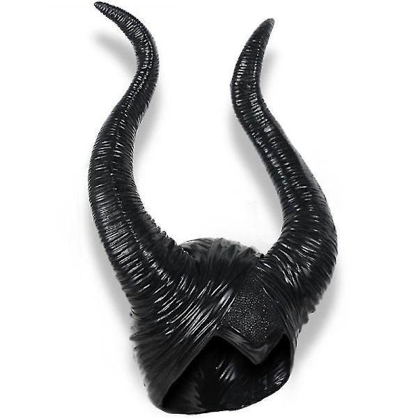 Halloween Latex Maleficent Hatt med Ondskan Svarta Horn Drottning Huvudbonad