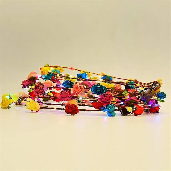 10 stk. LED Blomsterkrone Justerbar Blomsterkrans Hodebånd Hodeplagg