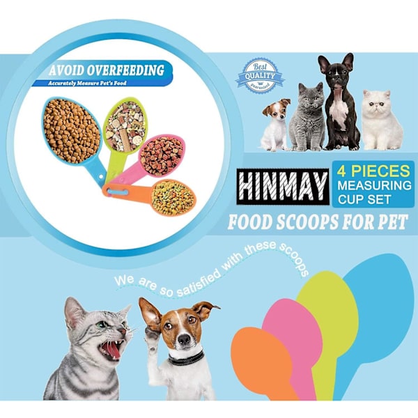 Måleskeer til kæledyrsfoder, plastik målebægre sæt til hunde, katte og fuglefoder (tilfældig farve)
