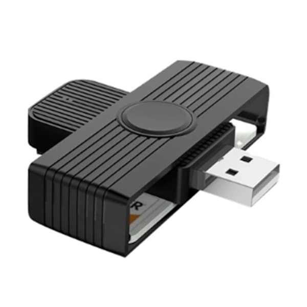 Svart CR318 Smart Card Reader för Bankkort SIM ID Cloner Connector Adapter USB2.0 Standard för Och