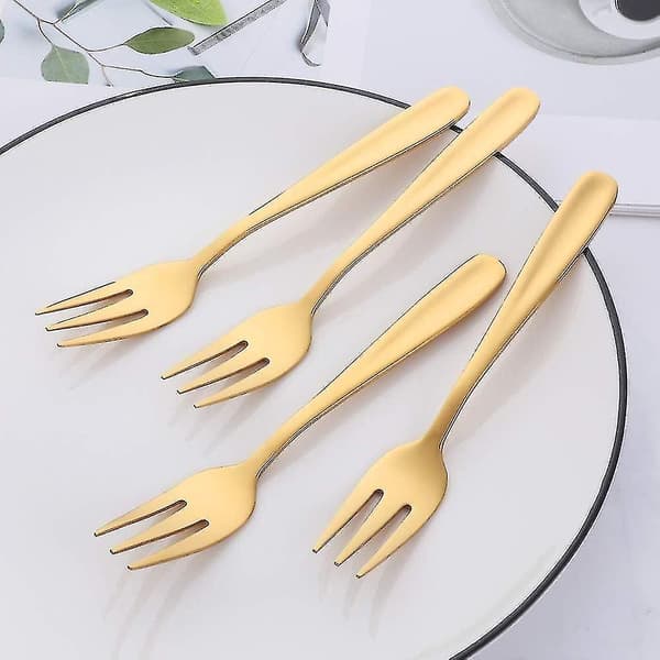 8-delt Gaffel Sæt - 18/10 Rustfrit Stål Kagegafler, guld