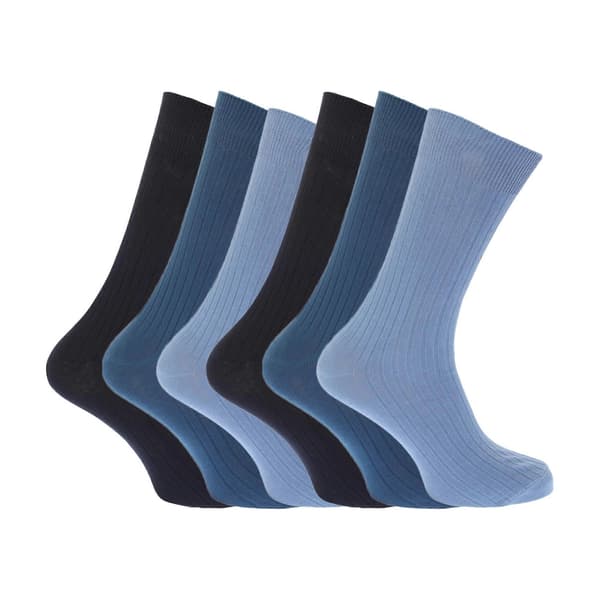 FLOSO Ribbade herrstrumpor i 100% bomull (6-pack)