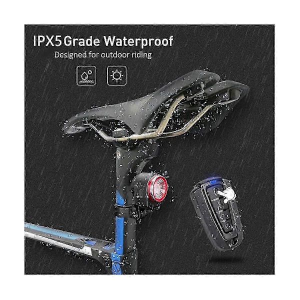 Cykelalarm Baglygte USB Opladning IPX65 Vandtæt Cykel Baglygte Bremsesensor Cykellampe En
