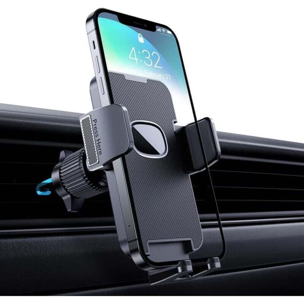 Biltelefonholder [Militærklips] 360 graders roterende telefonholder til bilens luftventil GPS til smartphone iPhone Android (Sort)