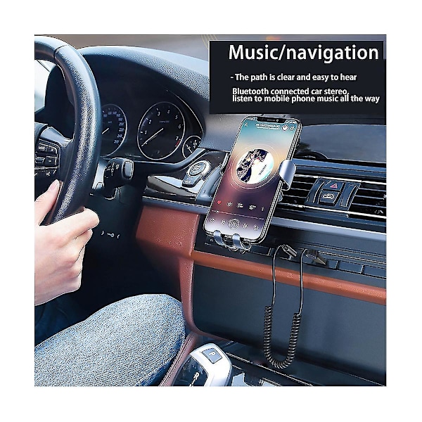 Bil Bluetooth-mottaker Bluetooth 5.1 Mottaker Audioadapter 3,5 mm Bluetooth Audioadapter HD-samtale Bil Bluetooth-adapter