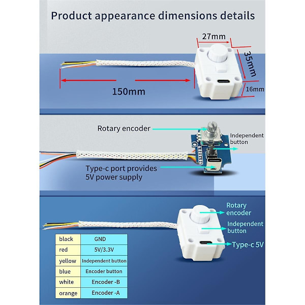 Rotationsgivaremodul 360° Encodermodul Potentiometer Digital Pulsprodukt Tuner Hastighetsdimmer Mod