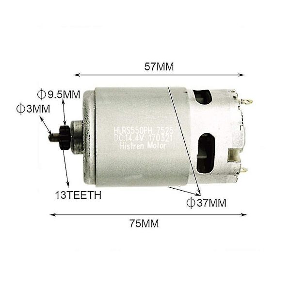 14,4V 13-Tands Motor för Bosch GSR GSR14.4-2-li Psr14.4 Li-2 Hållbar Borrmotor Reservdelar Metall