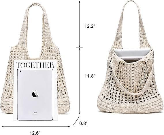 Hæklet Tote Taske Æstetiske Mesh Strandtasker Til Kvinder