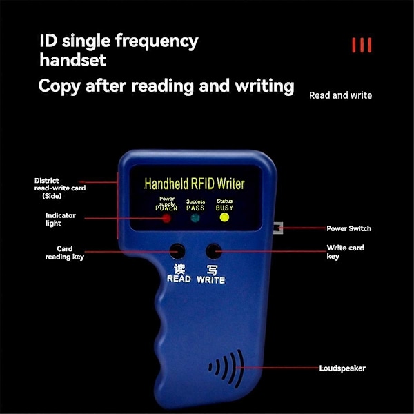 125Khz RFID Kortläsare + 3 Nyckelbrickor + 2 Kort Kit Kopierare Skrivare Duplicator Programmerare ID Kortkopia EM43