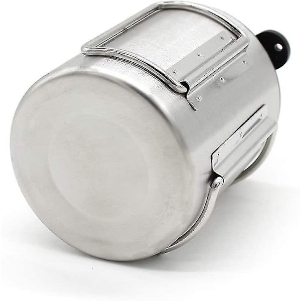 220 ml Camping Bordsbestick Utomhus Mugg Bärbar Camping Picknick Vattenkopp Rostfritt Stål Vakuum Dubbel Vägg Svart, Silver 1 st