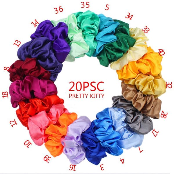 Satin Scrunchies Set med 20 - Multifärgade hårband