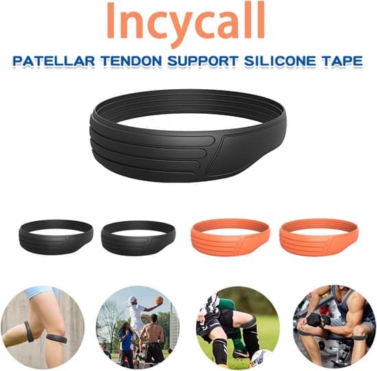 Silicone Knee Strap with Patella Support - Stable Non-Slip, Extra Width - High-Quality Silicone, Easy to Clean - Orange - 2 Pieces