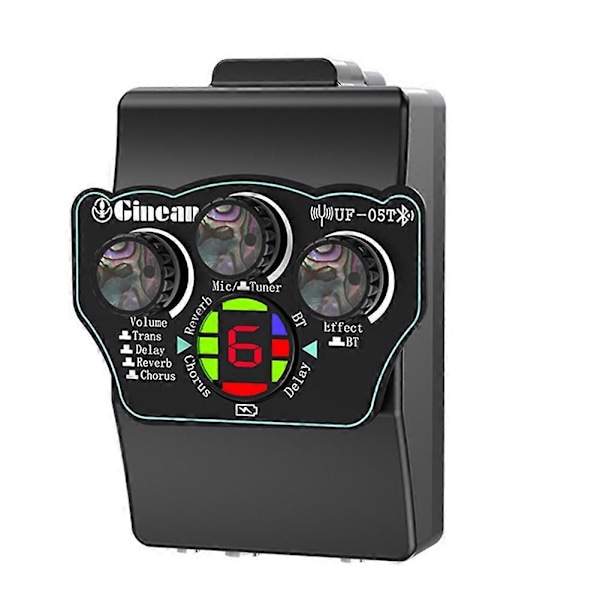 UF-05T Gitarrresonanspickup Inbyggd Reverb Chorus Delay-effekt med Mikrofonstöd Bluetooth Tunerfunktion