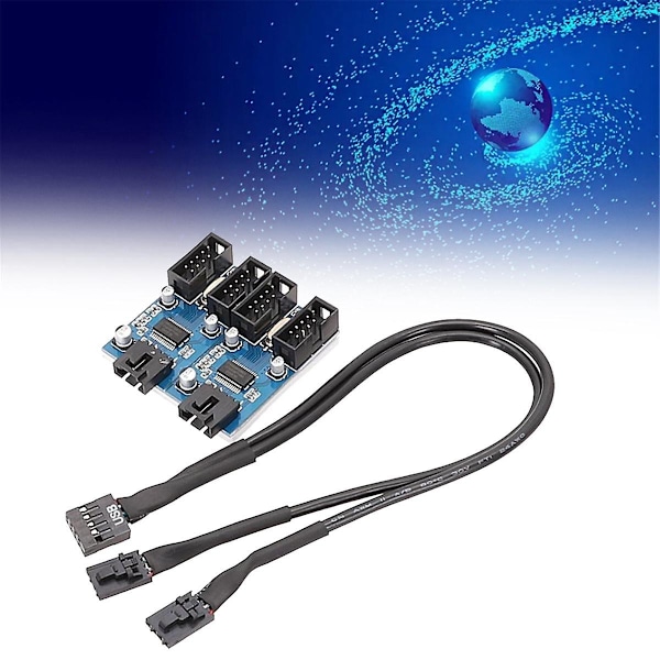 Moderkort 9-Pin USB2.0 Forlængerkabel 9PIN til Dobbelt 9PIN med Chip Support Multi-Interface Deling