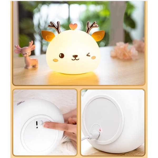 Nattlys til babyrom, hjorteformet nattlys, bordlampe for sovende barn, silikonmateriale