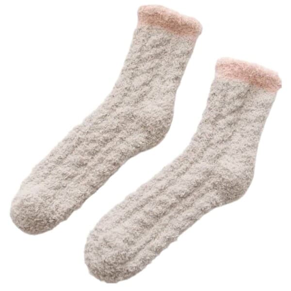Fluffy Ragg Socks - Plush Warm Fleece Beige