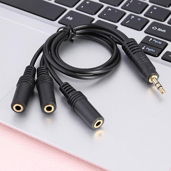 3.  5mm Gullbelagt PVC 3-polet Plugg Til 3-veis Stereo Audio- Hodetelefon Splitter Adapterkabel Audio- Aux Utgang