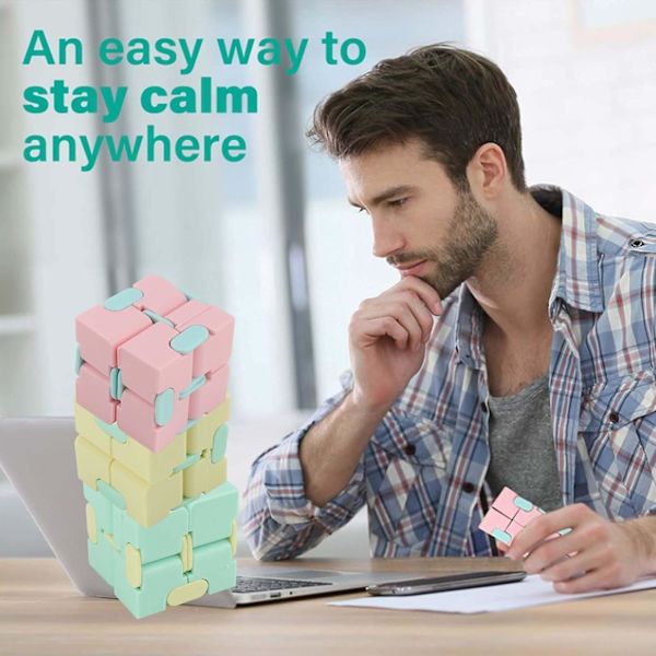 3 st Plast Infinity Cube Matt Dekompressionsleksak för Vuxna Barn Kontor Hushåll Spel