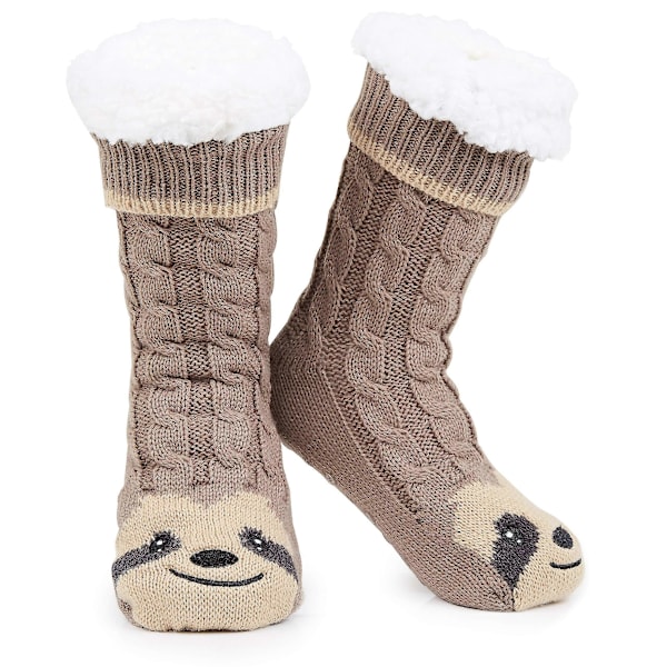 Tofflor Strumpor Dam, Söta Sengångare Varma Fleece Fluffiga Halkfria Strumpor 2024THO