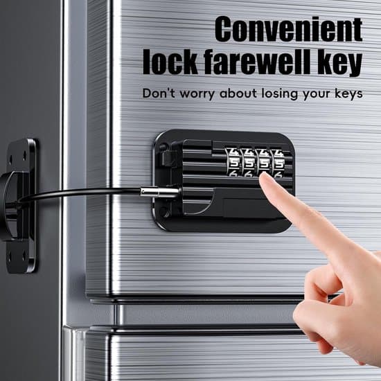 Child-safe combination lock for refrigerators, tool-free opening, suitable for freezer doors, cabinets, drawers, and windows (1 piece - black).