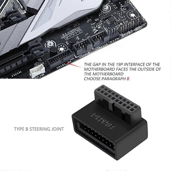 PH19B USB 3.0 Intern Header USB3.0 19/20P Socket Adapter Konverter för Datorns Moderkort