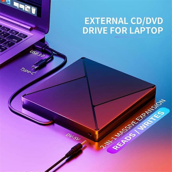 Extern CD/DVD-enhet, bärbar DVD-läsare, skriv-ROM-enhet, extern CD-brännare för bärbar dator