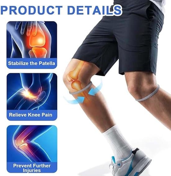 4-piece silicone knee band, patellar tendon support with fixing ring.