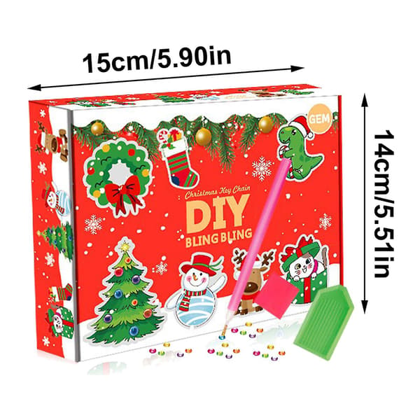 Jul Blind Box Set, DIY Cartoon Diamantmålning Nyckelring Hänge För Barnpresent - 8 st