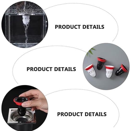 Backflow Preventer 2 Pieces - Drain Plug - One-Way Valve - Anti-Odor - Shower/Kitchen - Drain Core