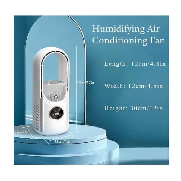 Bladeless ventilator, lydløs bladeless ventilator til soveværelset, touch-kontrol, 6 hastigheder