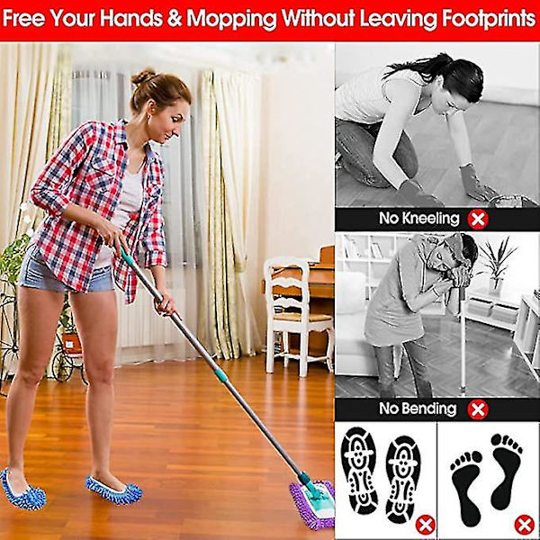 10 st Microfiber Mopptofflor Skoskydd Mjuk Tvättbar Återanvändbar Golvpolering Damm Smuts Hår Herrar Dam Sweeper Rengöring Moppverktyg För Hus Offi