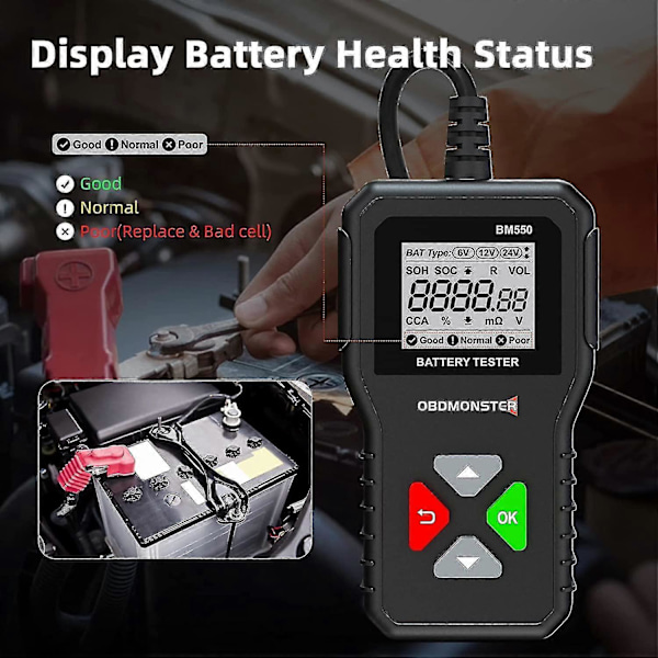 Batteritestare 6v 12v 24v, 100-2000 Cca 2ah-220ah Automobil Generator Testare Digital Batterianalysator För Bil/Lastbil