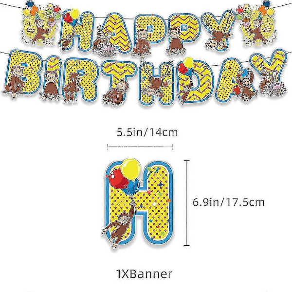 Nysgjerrige Nils Tema Bursdagsfest Dekor Supplies Sett Banner Ballonger Kit Kake Topper Cupcake Toppers Dekorasjoner -NMAOV 2024THO