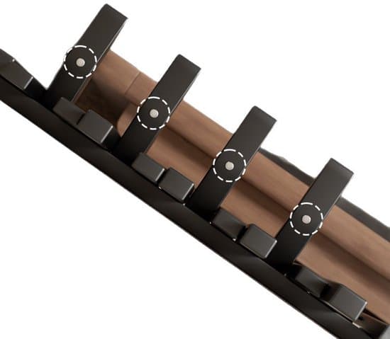 Wall Mounted Coat Rack — Piano Key Hooks — Solid Wood — Behind Door Storage System — Wall Panel with 6 Hooks — 41 x 20.8 cm