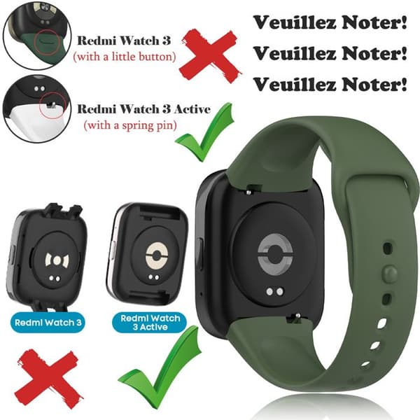 Udskiftningsrem - REDMI WATCH 3 ACTIVE - 3-pak farver - Åndbart porøst materiale - Quick-release stift