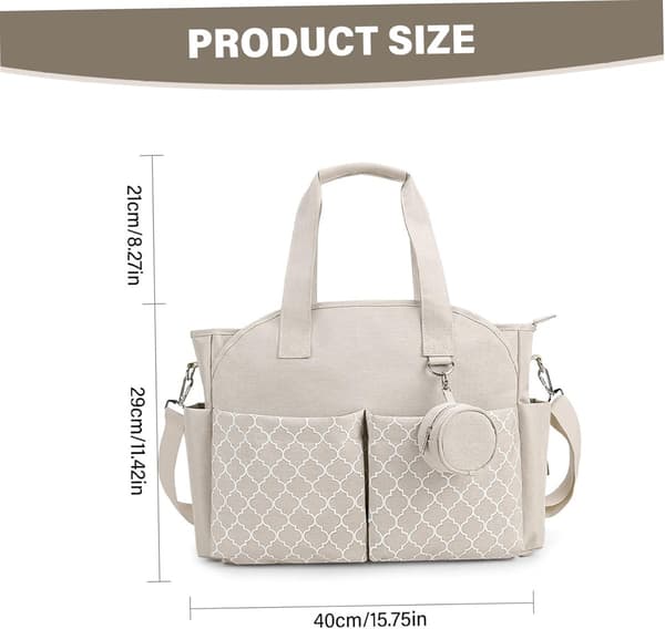 Single Pack - Diaper Bag with Changing Pad - Multifunctional Portable Diaper Bag with Handle and Shoulder Strap - Ideal for Moms - White