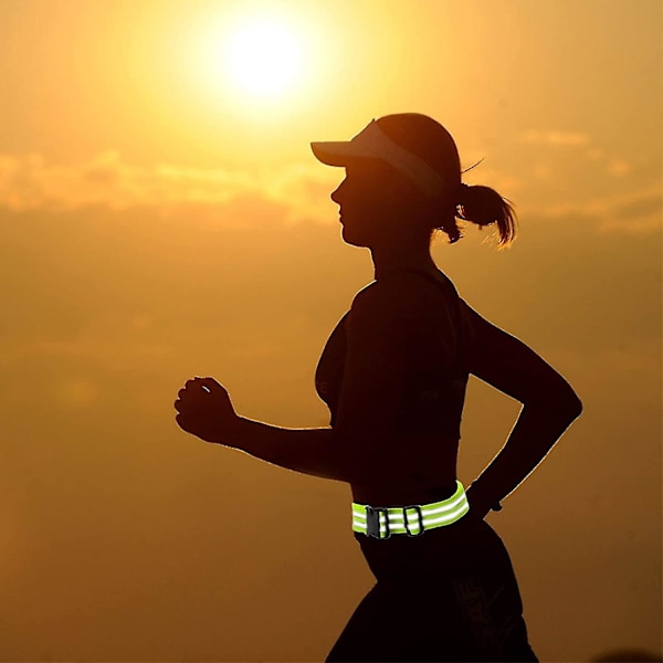 Reflekterande bälte med hög synlighet, elastiskt löpbälte med reflex, neonreflexbälte, justerbart reflexbälte med hög energi för vuxna som joggar